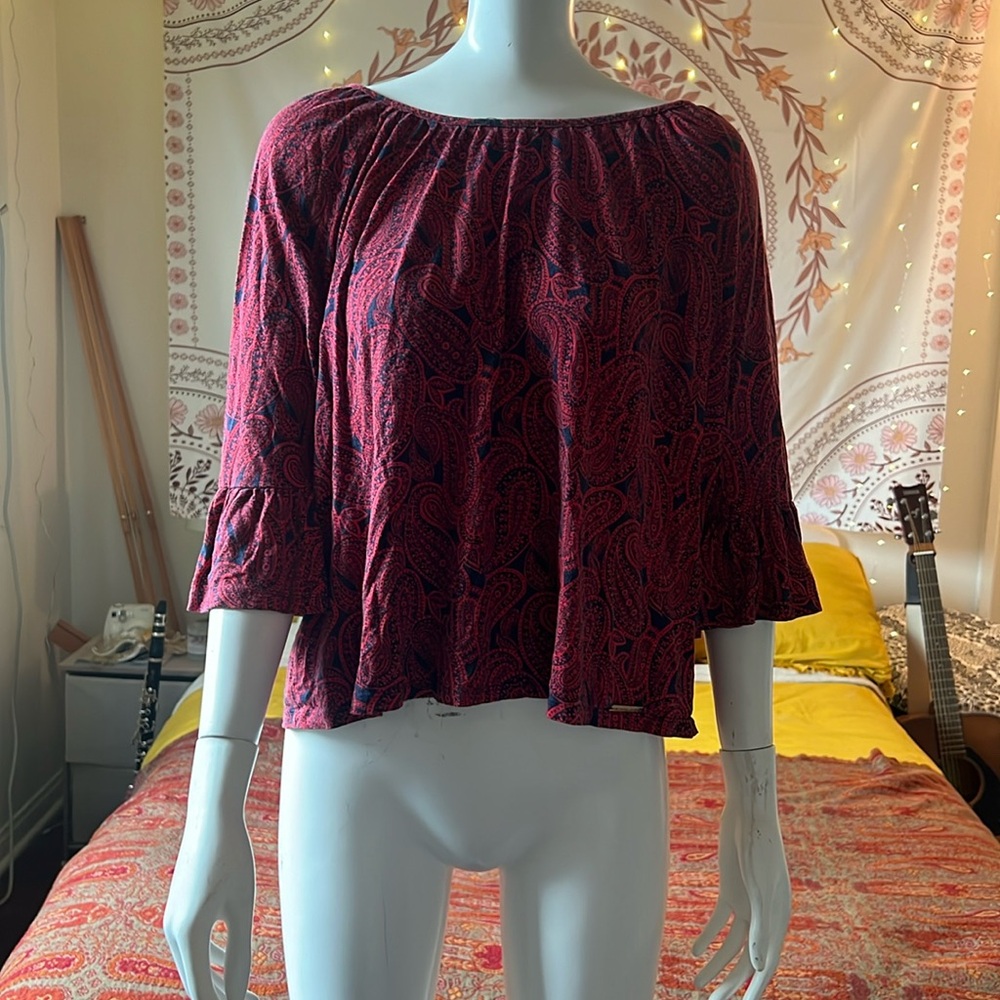 Michael Kors Medium Long Sleeve Red Patterned Top
